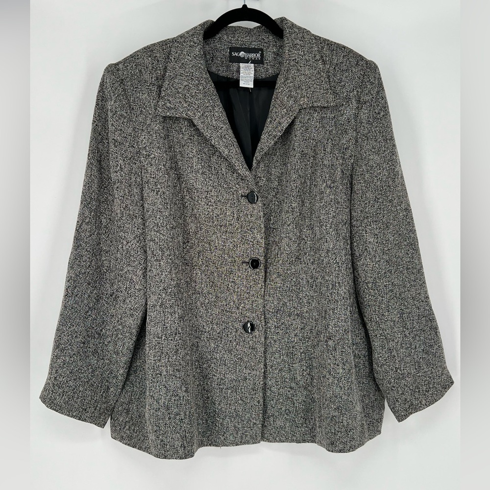 Sag Harbor‎ black/white blended button-down blazer